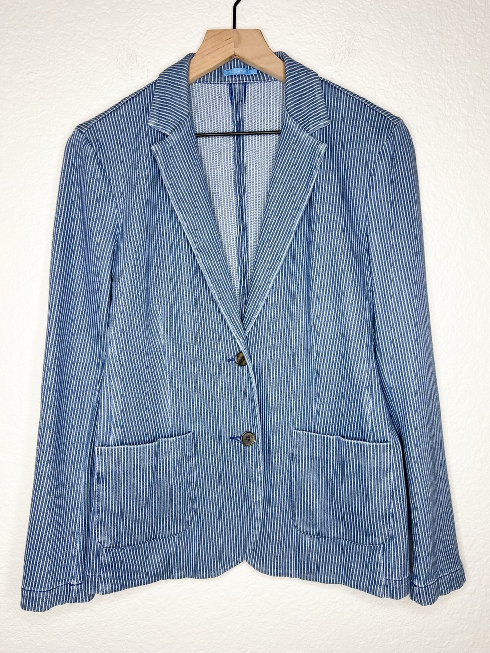 J. McLaughlin Jude Blazer Knit Denim Stripe Stretch size Medium